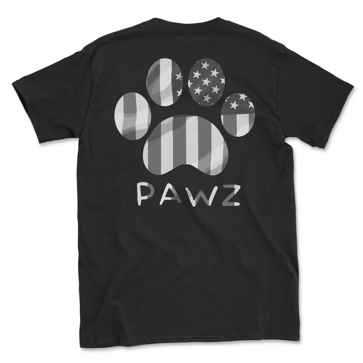 B/W Vertical Flag Paw (Adult Short Sleeve T-Shirt)