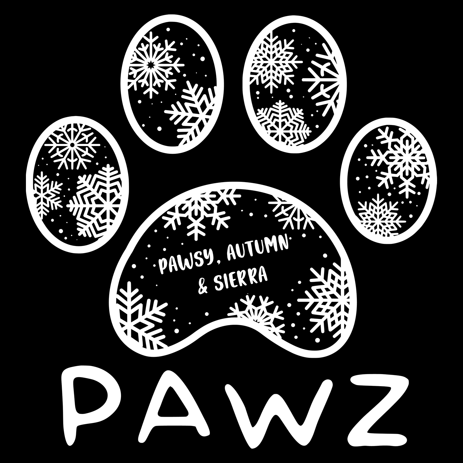 Pawsy, Autumn & Sierra Snowflake (Adult Hoodie)