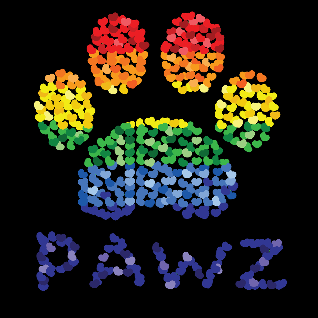 Rainbow Hearts Paw (Adult Hoodie)